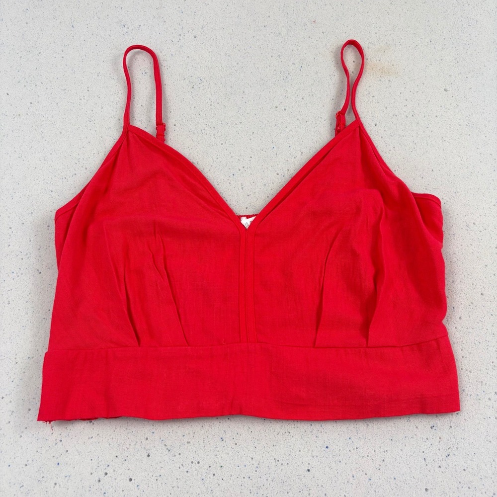 Sienna Sky Womens XL Red V-Neck Crop Top Minimalist Y2K‎ Indie Coquette